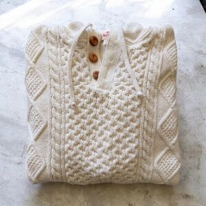 Brooks Brothers Cream Cable-Knit Cotton Sweater
